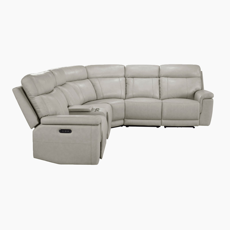 Canapé modulaire inclinable électrique en cuir fleur 6 pièces Amaris