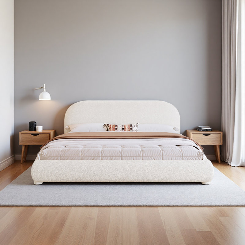 Lit en velours doux: texture luxueuse et légère, ajoutant une atmosphère haut de gamme à la chambre à coucher, Très grand lit