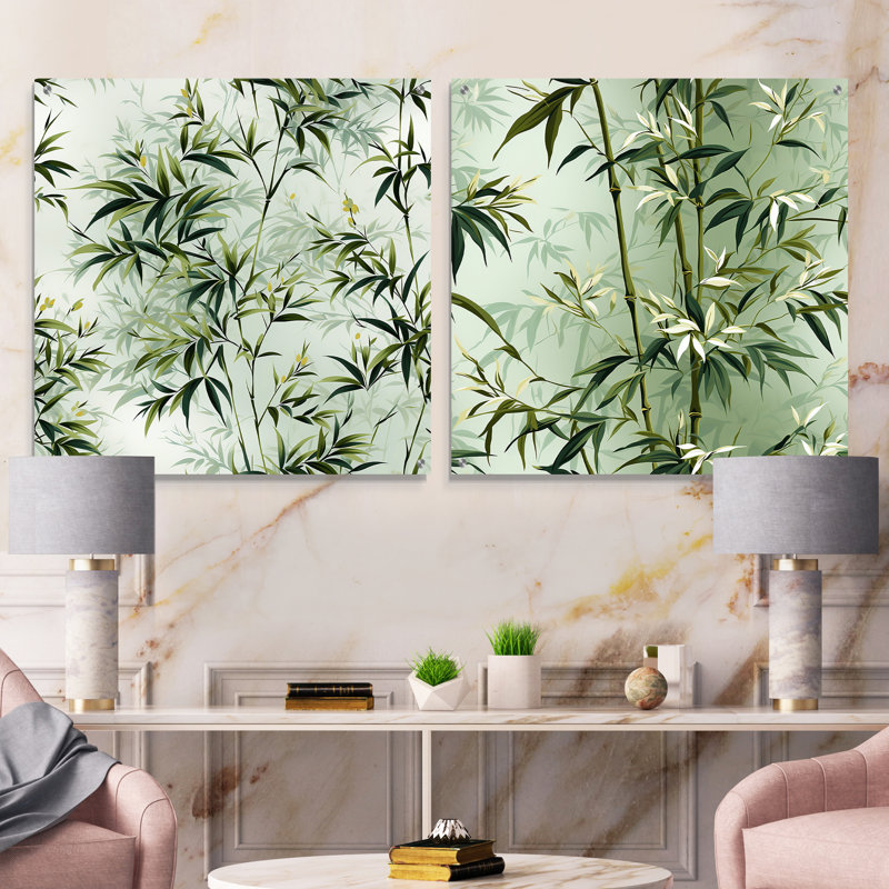 Hachiro - Ensemble de 2 verres muraux décoratifs en acrylique, H 16 po x l 33 po