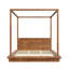 Lit plateforme à très grand lit en bois massif avec tête de lit, cadre de lit en bois classique pour la chambre à coucher, aucun sommier tapissier requis, brun-130135302-130135304