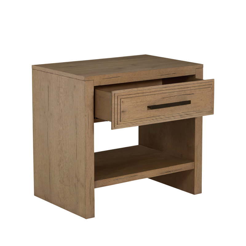Wren Oak Wood Nightstand - 1 Drawer, Dawn