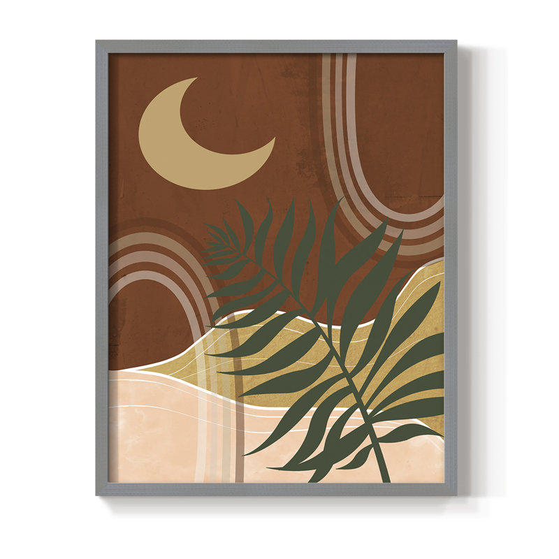 «Sedona Moon and Palm», reproduction encadrée - bois massif, H 10 po x l 8 po, Gris