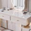 Coiffeuse avec miroir lumineux, 4 tiroirs, 1 chaise