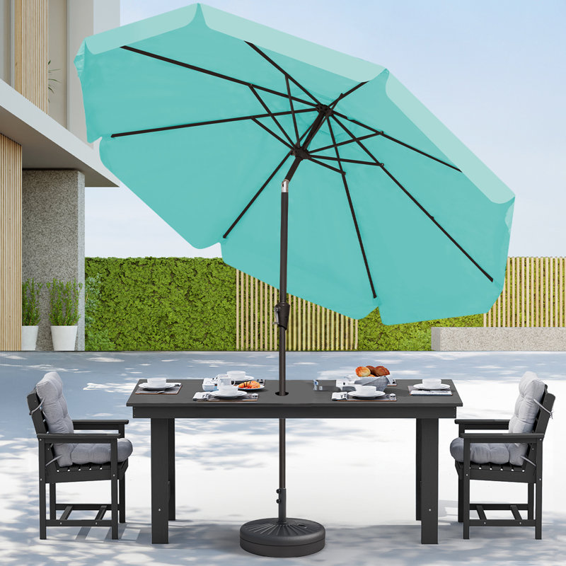 Parasol de marché pour l'extérieur, H 97,6 po x l 108 po x P 108 po, Bleu paon