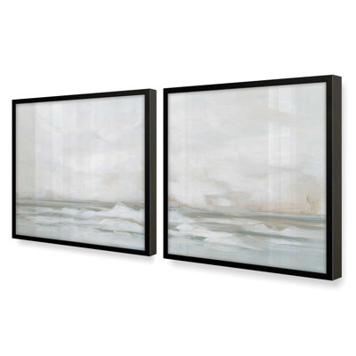 Winter Seascape Serenity, ensemble de 2 toiles encadrées