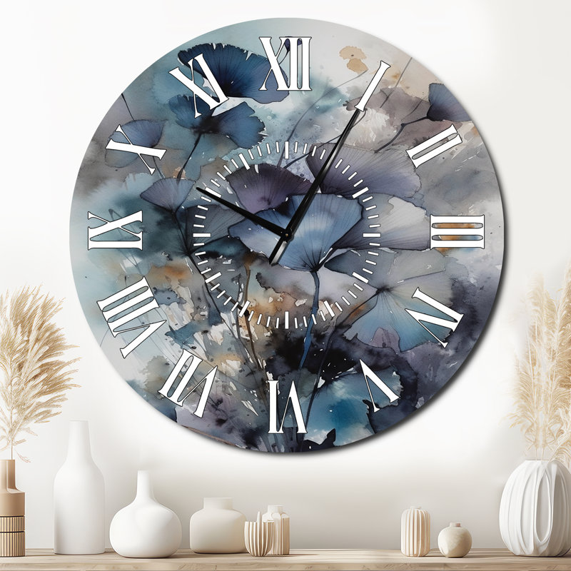 Traduction libre: Bouquet bleu et fleurs - Horloge murale, Surdimensionné