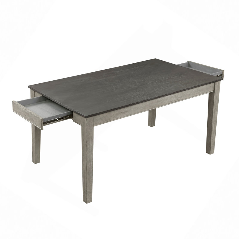 Table de salle à manger 1Pc avec 2 tiroirs cachés, Gris