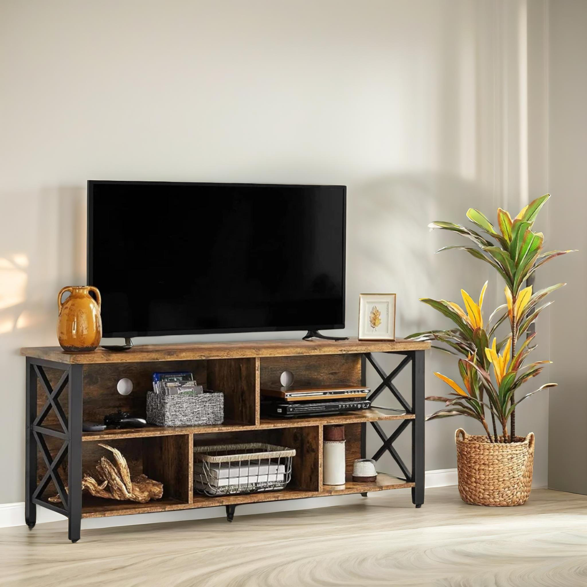 Aleeana TV Stand for TVs up to 65 Rustic Industrial Media Centre Storage Shelves Living Room