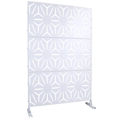 Outdoor & Indoor Privacy Screen Metal Privacy Screen 76" H×48" W, Freestanding Decorative Privacy Screen