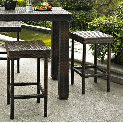 Palm Harbor Wicker Counter Height Outdoor Bar Stools, Set Of 2