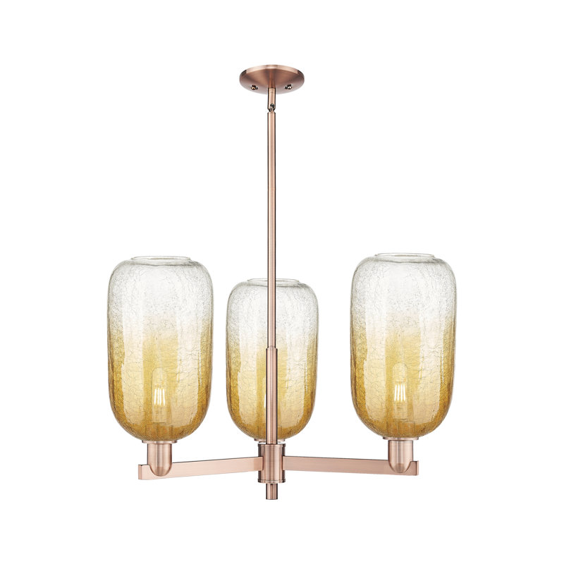 Lustre suspendu 3 lumières Gateshead, Ambre, Cuivre antique