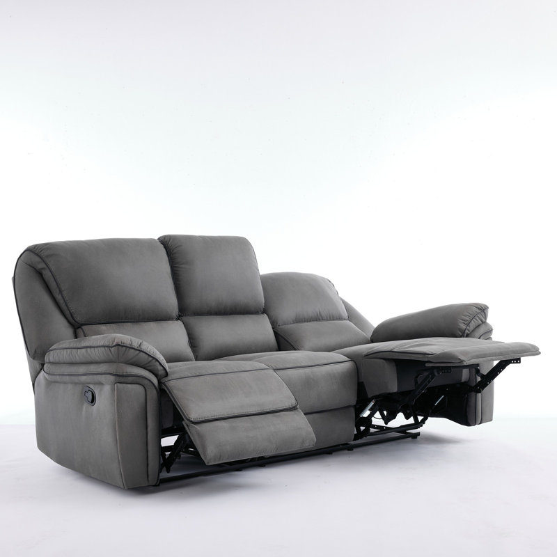 Fabric Reclining Sofa, Light Grey, 3 Seater