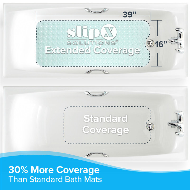 Extra Long Non-Slip Bathtub Mat with Suction Cups, Translucent Light Green