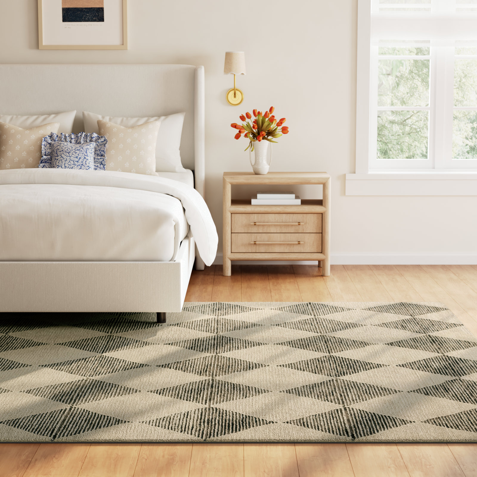 Chris Loves Julia x Loloi Francis Wool Beige / Charcoal Rug, Rectangle 8'6" x 12'