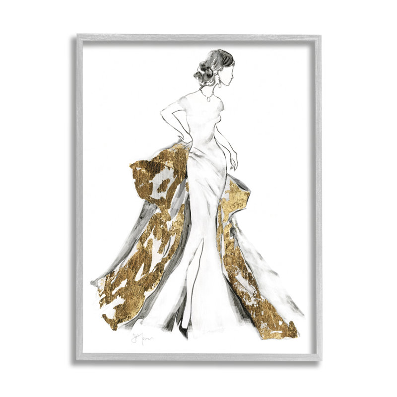 «Elegant Fashion», robe de soirée glamour par Janet Tava - impression, H 30 po x l 24 po, Estampe numérique Farmhouse