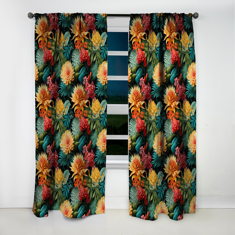 Jungle Splendor - motif tropical - Rideau floral - Rideau occultant floral - 1 panneau, L 52 po x L 120 po