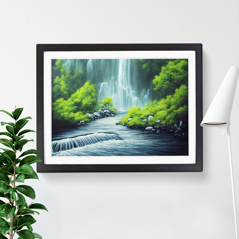 Waterfall Vol.3 - Single Picture Frame Print, Black, 25cm H x 34cm W