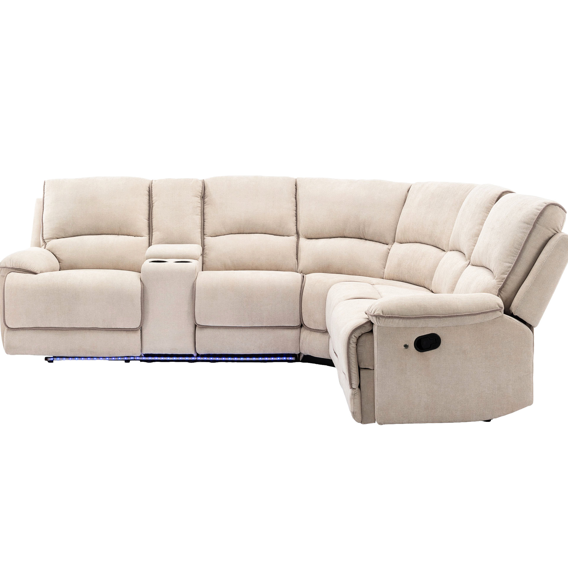 Orren Ellis Modern Reclining Living Room With , Hidden Storage, 2 Cup ...