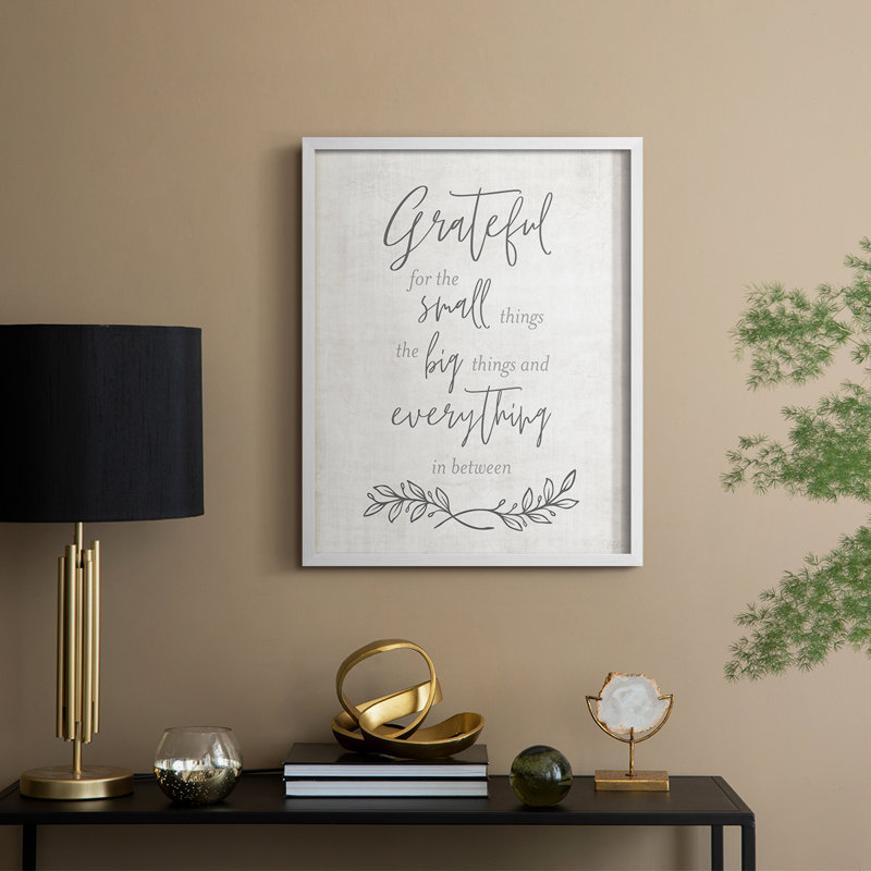 «Grateful for the Small Things», reproduction encadrée - bois massif, H 11 po x l 9 po, Blanc