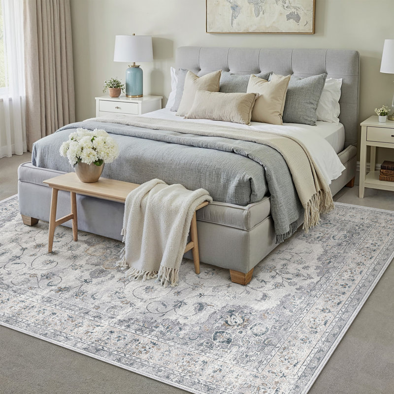 Tapis bleu de style persan Haven, Rectangle 6 pi x 9 pi
