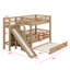 Structure de lit superposé ludique avec escalier de rangement, glissade amusante et lit gigogne pratique-129888080