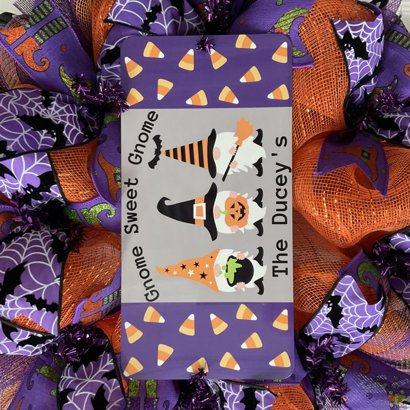 Couronne d'Halloween personnalisée gnome Sweet Gnome, Oui