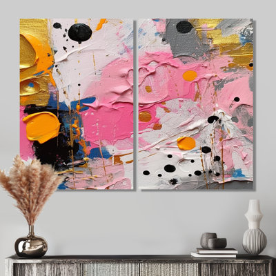 Rose et gris géométrique I - décoration murale rose