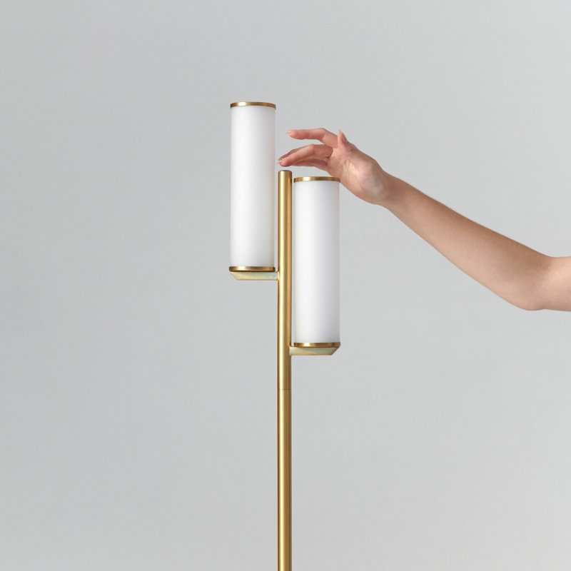 Gemini 64" Brass Mid-Century Modern 3-Way Dimming LED Floor Lamp