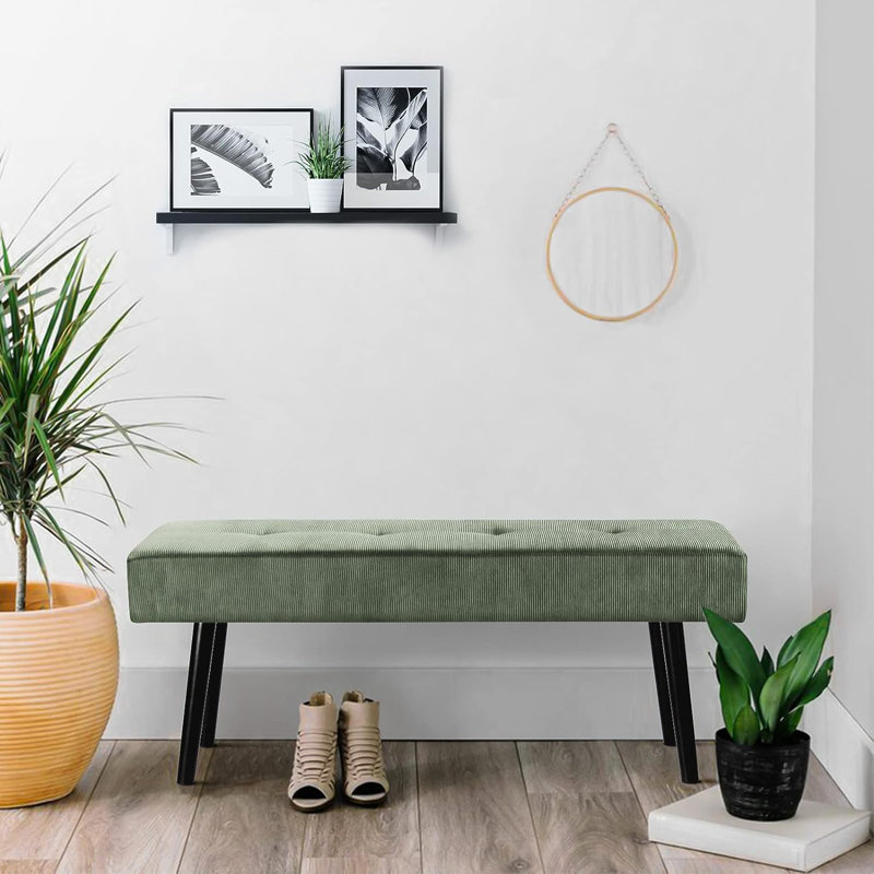 Banc rembourré 39,4 po Velours côtelé, Vert