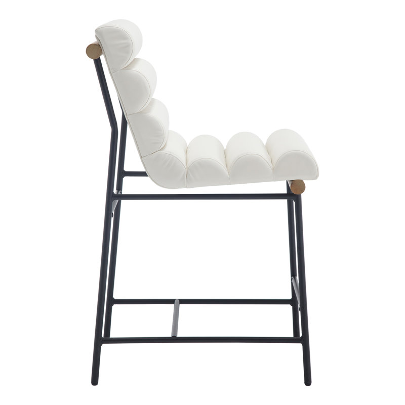 Mutsuo Upholstered Faux Leather Counter Stool with Metal Frame Chic Arm-less Counter Height Bar Stool for Coffee Bar/Kitchen Island