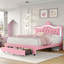Lit plateforme tapissier en cuir Largent avec lumières DEL et tête de lit couronne blanc / rose-428211954-428211952