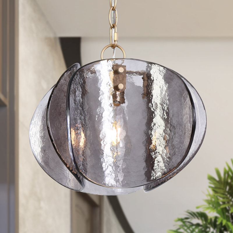 Quitman 1- Light 11.8'' W Dimmable Unique Smoky Glass Single Pendant ETL Certified