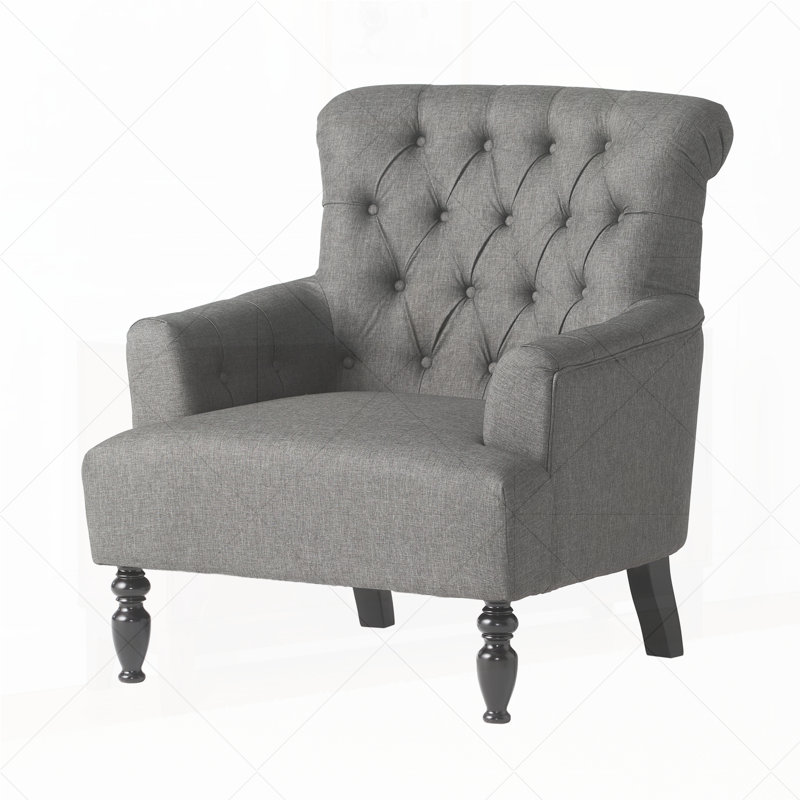 33.5" Wide Tufted Armchair, Dark Gray Fabric