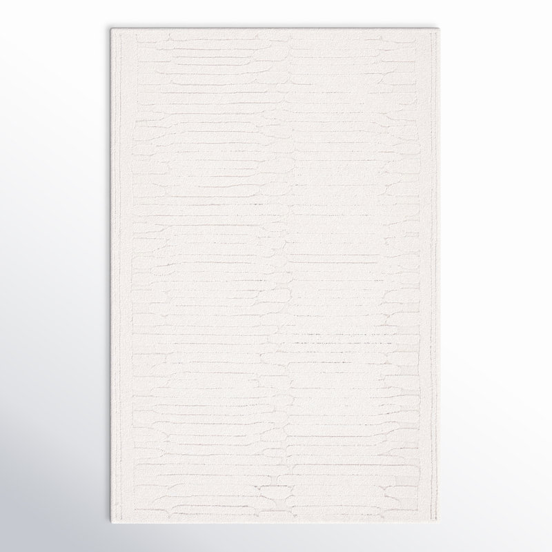 Elona Hand Tufted Wool/Cotton Area Rug in Ivory, Rectangle 4' x 6'