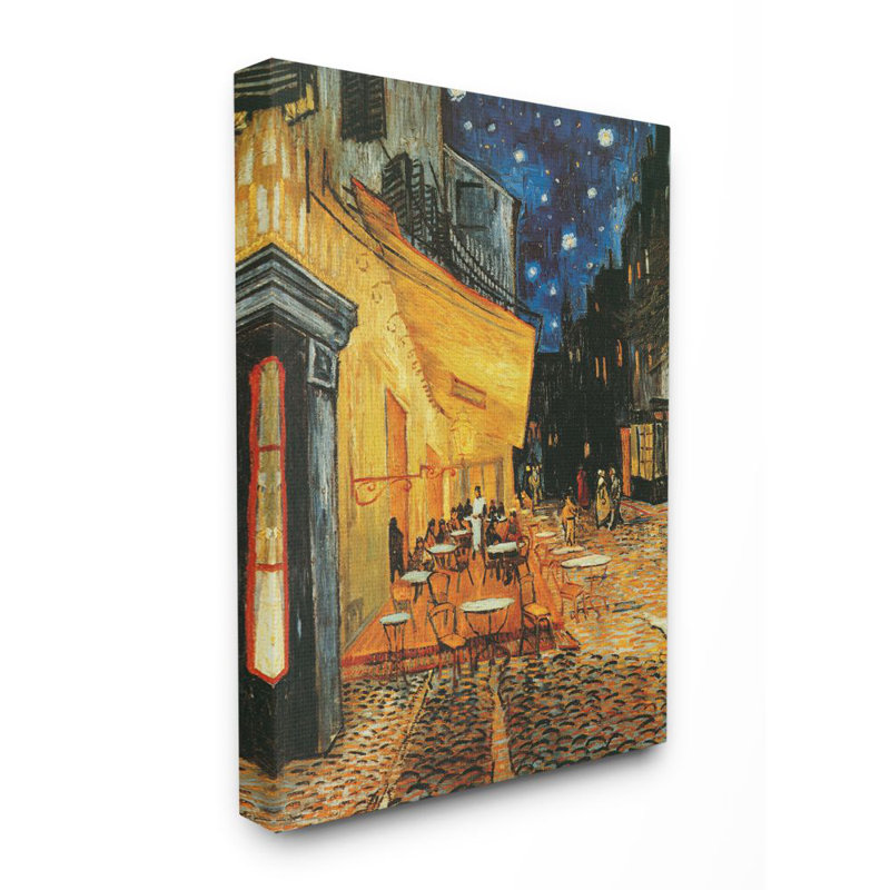«Cafe Terrace at Night Traditional» par Vincent Van Gogh - impression d'art graphique, H 40 po x l 30 po x 1,5 po