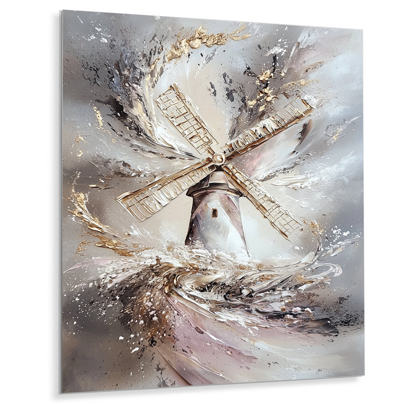 Windmill In The Storm - Windmills, décoration murale en métal, impression industrielle sur métal, H 44 po x l 34 po