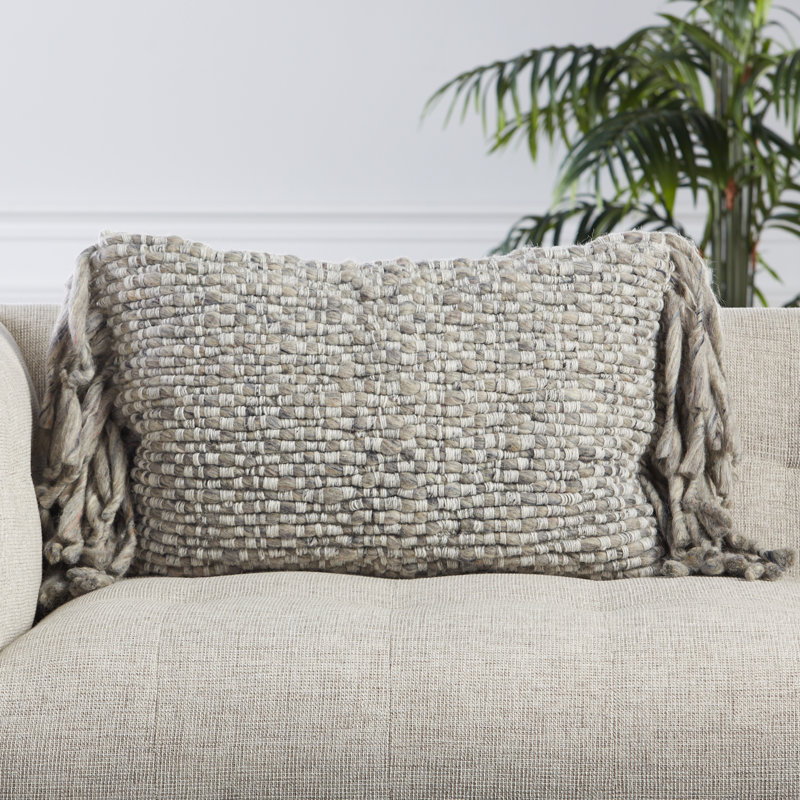 Upson Tassels Wool Blend Throw Pillow, Polyester/Polyfill