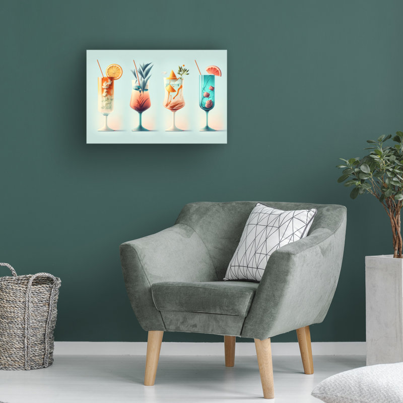 Impression sur toile moderne et moderne de style Mid-Century cocktail et boissons 15, L 24 po x H 16 po