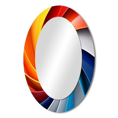 Multicolor Orbiting Overture Spiral - Large Oval Wall Mirror On Metal
