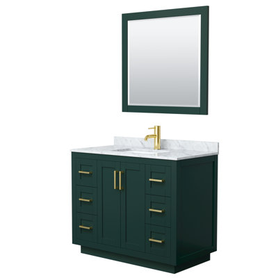 Ensemble de meuble-lavabo simple autoportant 42 po avec plateau en marbre Miranda