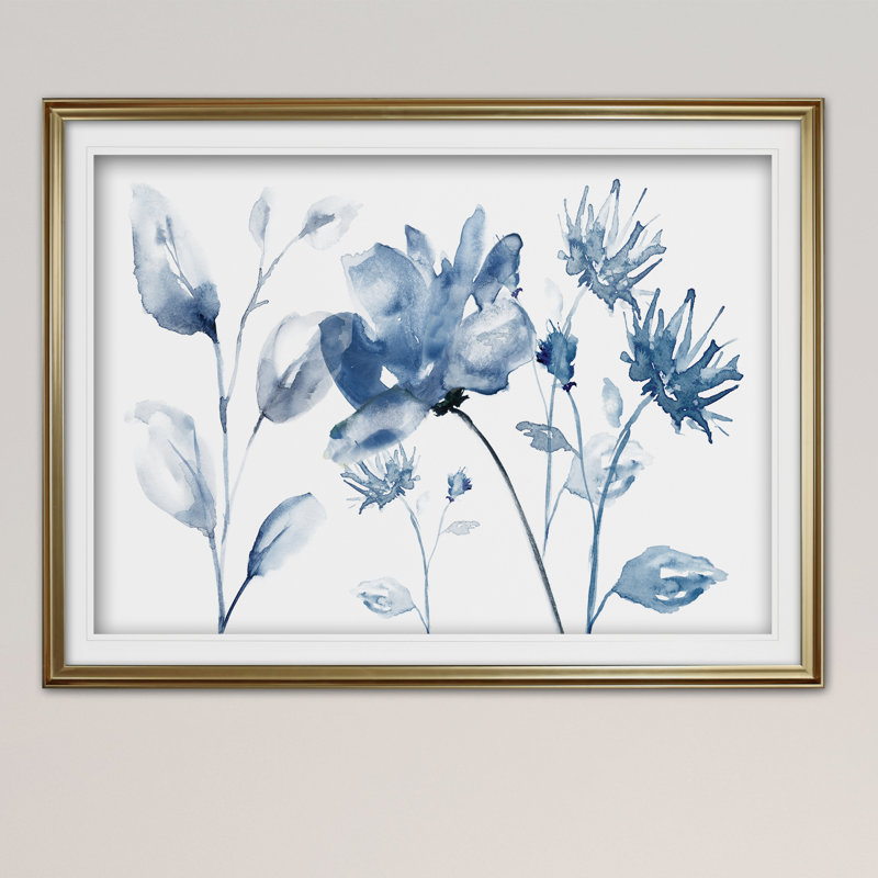 Translucent Blues II - reproduction de cadre photo sur papier, H 30 po x l 40 po x P 1,5 po, Or