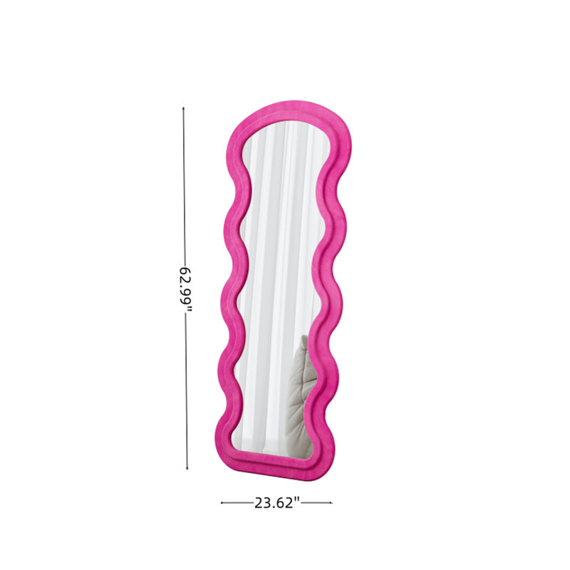 Flannel - Wrapped Rose Full Length Wavy Floor Mirror, Comfortable Feeling, No Image Stretch, For Home Decor And Anniversaries Covered Wave Soft , Great