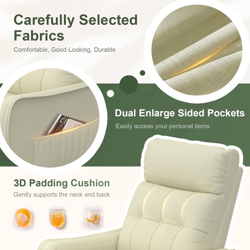 67cm Wide Home Theatre Recliner with Massager, Beige