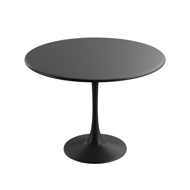 Liev Bistro 39" Round Dining Table for Indoors or Outdoors with Steel Top and Pedestal Base, Black