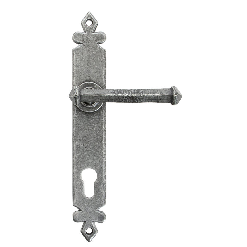 Tudor Lock Door Handle, Pewter Patina