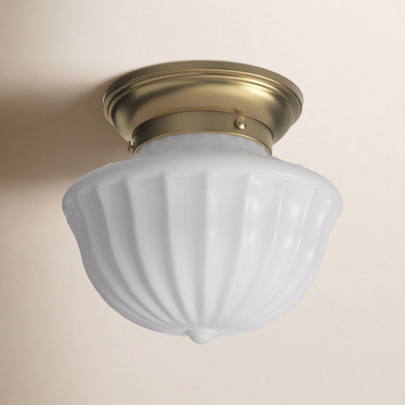 Dutchess Semi Flush Mount, 10" H x 12" W, Aged Brass