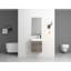 Meuble-lavabo mural profond de 18,25 po avec lavabo en résine blanche, porte simple à fermeture en douceur et rangement 18 po