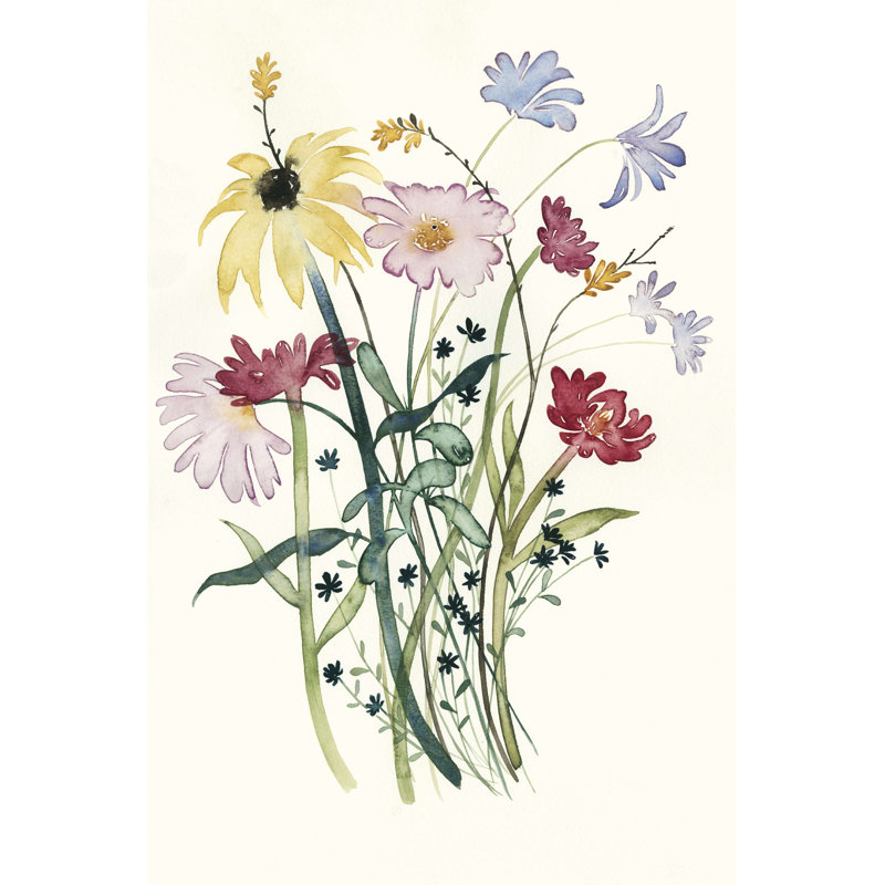 Aquarelle fleurs sauvages I, H 12 po x l 8 po