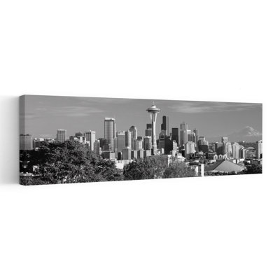 City viewed from Queen Anne Hill Space Needle Seattle King County Washington State USA 1 Piece Wrapped Canvas Panoramic Wall Art