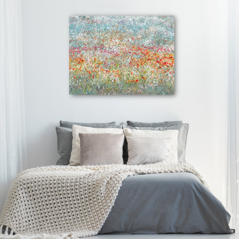 «Flower Field» par Studio Arts, reproduction d'art sur toile, Toile tendue, H 30 po x l 40 po, Sans cadre